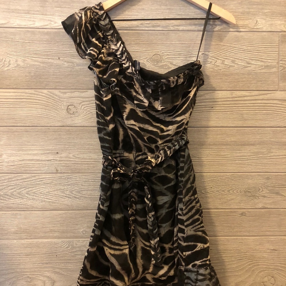 KAS Designs Animal Print One Shoulder Dress